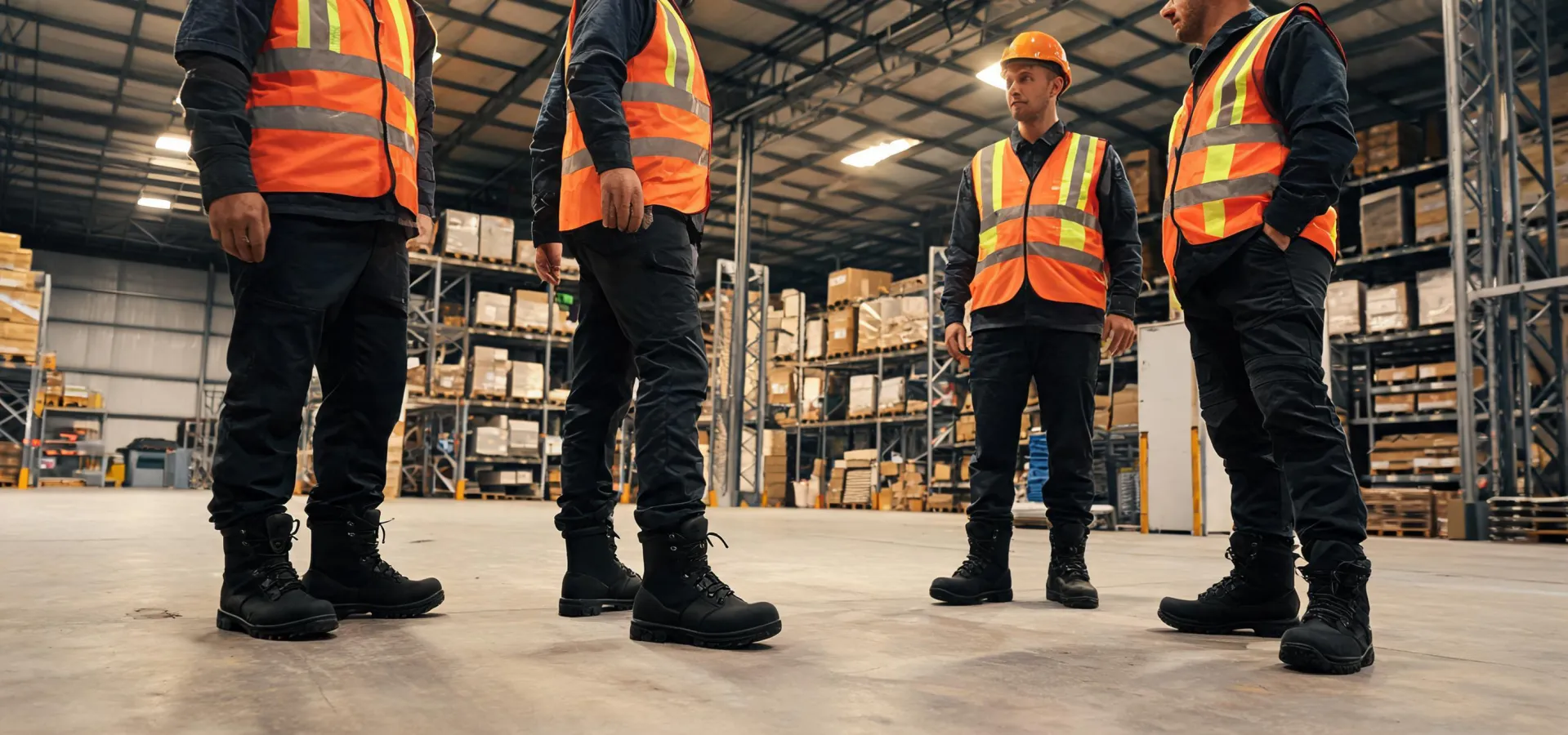 Warehouse crew wearing Red Wing safety footwear